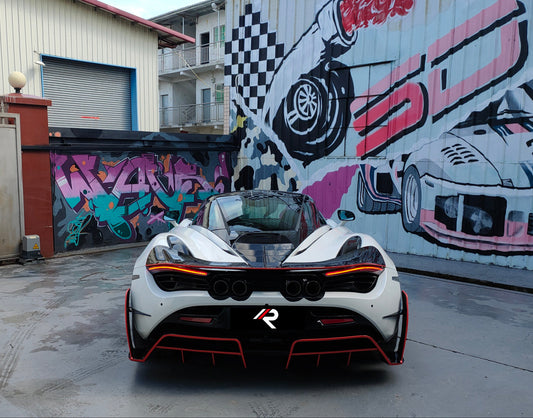 McLaren 720S 2018 2019 2020 2021 2022 2023 with Aftermarket Parts - Man Style Rear Bumper & Diffuser Carbon Fiber / FRP from Aero Republic
