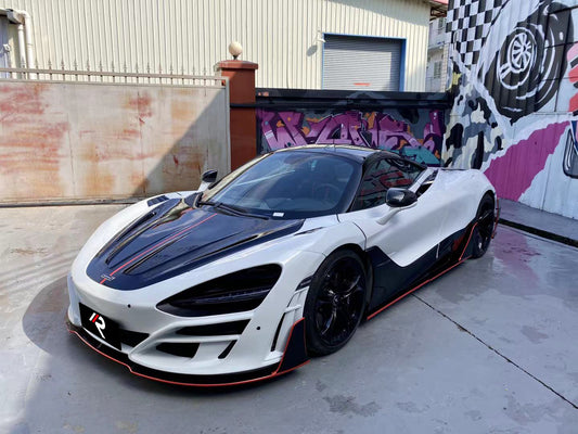 McLaren 720S 2018 2019 2020 2021 2022 2023 & 750S 2023-ON & 765LT 2021 2022 with Aftermarket Parts - Man Style Hood Pre-preg Carbon Fiber / FRP from Aero Republic