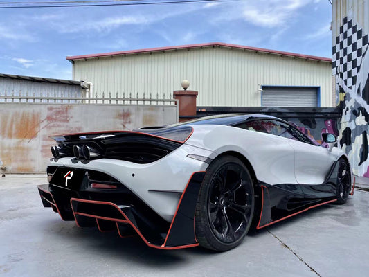 McLaren 720S 2018 2019 2020 2021 2022 2023 with Aftermarket Parts - Man Style Rear Bumper Trim Carbon Fiber / FRP from Aero Republic