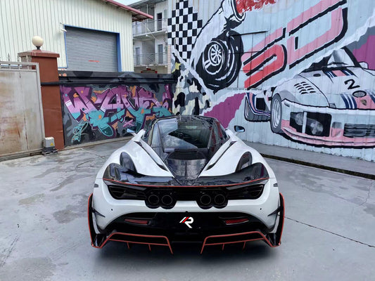 McLaren 720S 2018 2019 2020 2021 2022 2023 with Aftermarket Parts - Man Style Rear Bumper Trim Carbon Fiber / FRP from Aero Republic