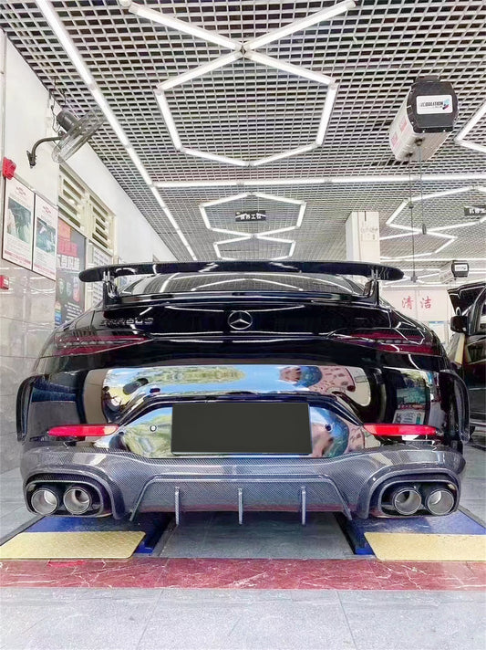 Mercedes Benz AMG GT 4 Door GT53 GT50 X290 C290 2019-ON with Aftermarket Parts - Brabus Style Rear Diffuser & Exhaust Tips Carbon Fiber from Aero Republic