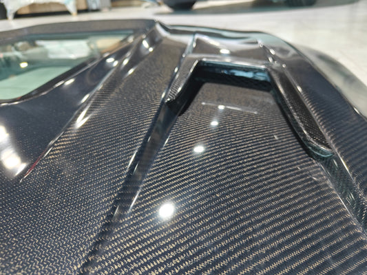 Mercedes Benz 63/C63S AMG W205 with Aftermarket Parts - IMP Style Transparent Tempered Glass Window Hood Carbon Fiber from Aero Republic