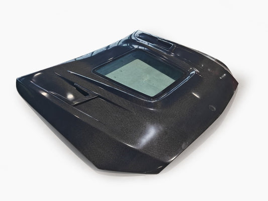 Mercedes Benz 63/C63S AMG W205 with Aftermarket Parts - IMP Style Transparent Tempered Glass Window Hood Carbon Fiber from Aero Republic