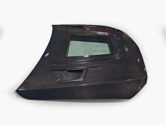 Mercedes Benz 63/C63S AMG W205 with Aftermarket Parts - IMP Style Transparent Tempered Glass Window Hood Carbon Fiber from Aero Republic