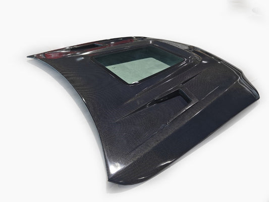 Mercedes Benz 63/C63S AMG W205 with Aftermarket Parts - IMP Style Transparent Tempered Glass Window Hood Carbon Fiber from Aero Republic