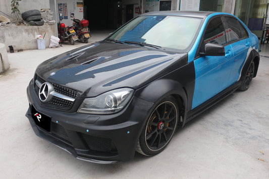 Mercedes Benz C-Class C300 C280 W204 2007 2008 2009 2010 2011 with Aftermarket Parts - Black Series Conversion Style Hood Carbon Fiber / FRP from Aero Republic
