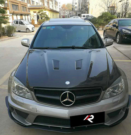 Mercedes Benz C-Class C300 C280 W204 2007 2008 2009 2010 2011 with Aftermarket Parts - Black Series Conversion Style Hood Carbon Fiber / FRP from Aero Republic