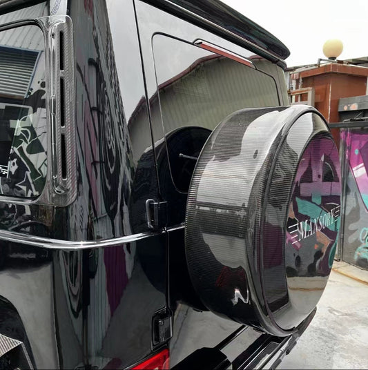 Mercedes Benz G63 AMG G550 W463 W464 2019-ON with Aftermarket Parts - M Style (With & Without Logo) Spare Tire Cover Carbon Fiber from Aero Republic