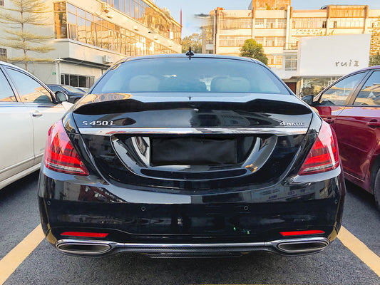 Mercedes Benz S-Class W222 S65 AMG S63 S600 S560 S550 S500e S450 Sedan 2014 2015 2016 2017 2018 2019 2020 with Aftermarket Parts - X Style Rear Lip Spoiler Carbon Fiber from Aero Republic