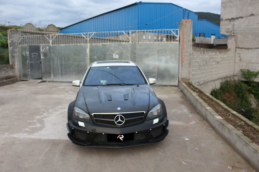 Mercedes Benz W204 C63 AMG 2008 2009 2010 2011 with Aftermarket Parts - Black Series Conversion Style Hood Carbon Fiber / FRP from Aero Republic