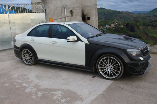 Mercedes Benz W204 C63 AMG 2008 2009 2010 2011 with Aftermarket Parts - Black Series Conversion Style Full Body Kit Carbon Fiber / FRP from Aero Republic