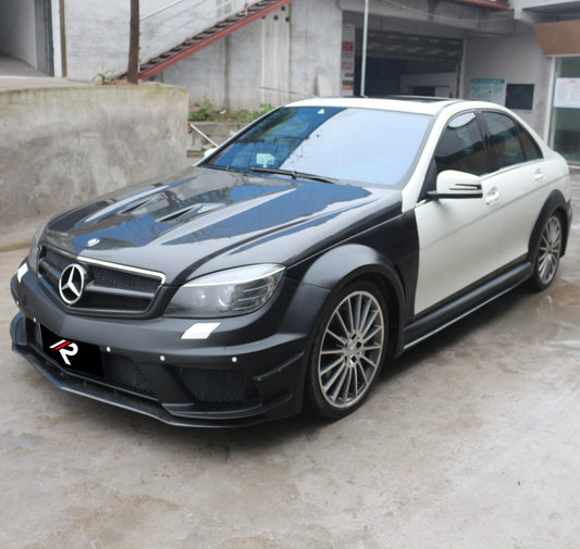 Mercedes Benz W204 C63 AMG 2008 2009 2010 2011 with Aftermarket Parts - Black Series Conversion Style Full Body Kit Carbon Fiber / FRP from Aero Republic