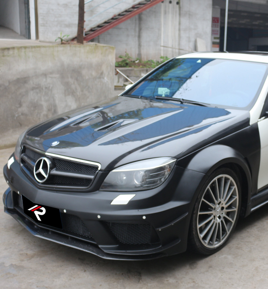 Mercedes Benz W204 C63 AMG 2008 2009 2010 2011 with Aftermarket Parts - Black Series Conversion Style Full Body Kit Carbon Fiber / FRP from Aero Republic