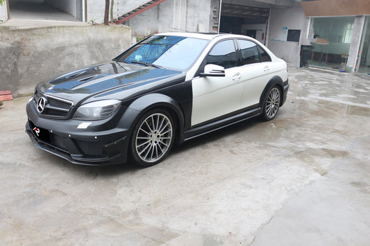 Mercedes Benz W204 C63 AMG 2008 2009 2010 2011 with Aftermarket Parts - Black Series Conversion Style Full Body Kit Carbon Fiber / FRP from Aero Republic