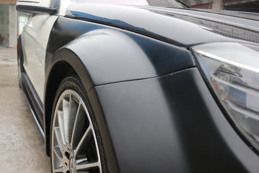 Mercedes Benz W204 C63 AMG 2008 2009 2010 2011 with Aftermarket Parts - Black Series Conversion Style Full Body Kit Carbon Fiber / FRP from Aero Republic