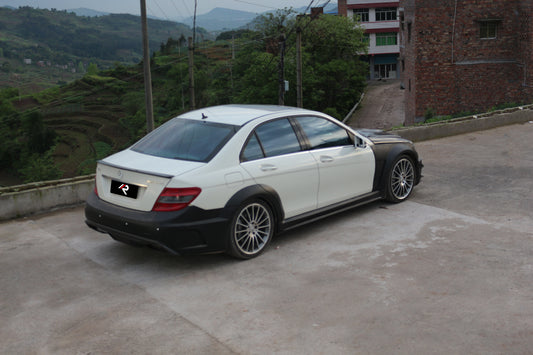Mercedes Benz W204 C63 AMG 2008 2009 2010 2011 with Aftermarket Parts - Black Series Conversion Style Full Body Kit Carbon Fiber / FRP from Aero Republic