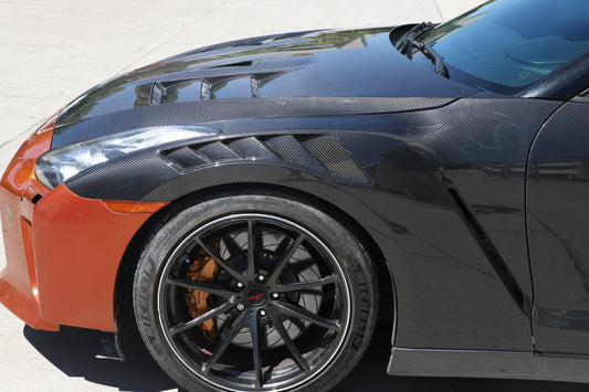 Nissan GTR R35 EBA 2008 2009 2010 2011 2012 2013 2014 2015 2016 2017 2018 2019 2020 2021 2022 2023 2024 with Aftermarket Parts - Nismo Style Front Fenders Dry Pre-preg Carbon Fiber from Aero Republic