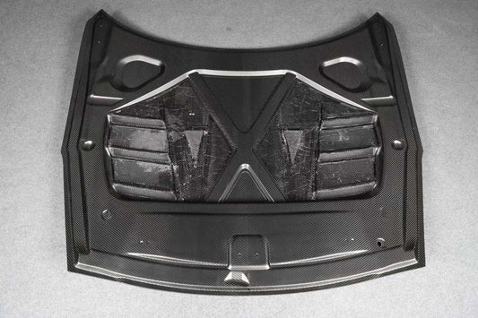 Nissan GTR R35 EBA 2017 2018 2019 2020 2021 2022 2023 2024 (2017+ hood recommended for 2008-2016 model years) with Aftermarket Parts - TS Style Hood Dry Pre-preg Carbon Fiber from Aero Republic