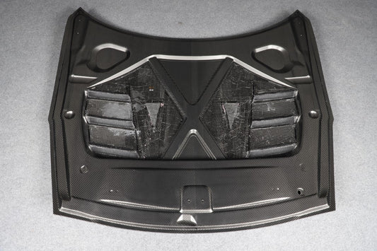 Nissan GTR R35 EBA 2017 2018 2019 2020 2021 2022 2023 2024 (2017+ hood recommended for 2008-2016 model years) with Aftermarket Parts - TS Style Hood Dry Pre-preg Carbon Fiber from Aero Republic
