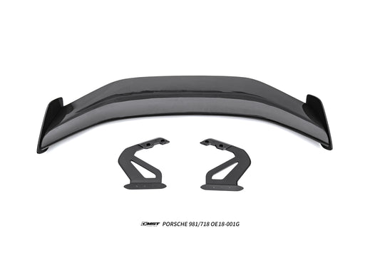 Porsche 981 Cayman (Base / S / GTS) 2012 2013 2014 2015 2016 & 718 982 Cayman (Base / T / S / GTS) 2017-ON & 987.1 987.2 Cayman (Base / S) 2005-2012 with Aftermarket Parts - GT4RS Conversion Style Rear Wing Dry Pre-preg Carbon Fiber / FRP from Aero Republic