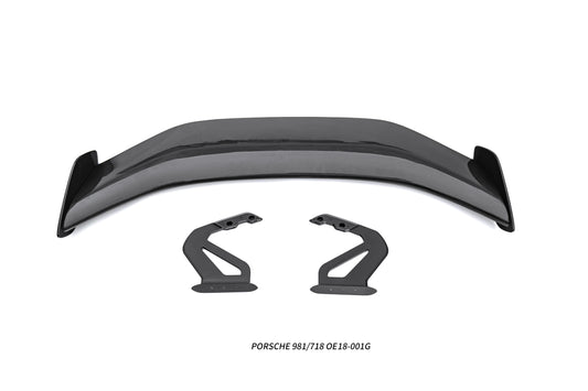 Porsche 981 Cayman (Base / S / GTS) 2012 2013 2014 2015 2016 & 718 982 Cayman (Base / T / S / GTS) 2017-ON & 987.1 987.2 Cayman (Base / S) 2005-2012 with Aftermarket Parts - GT4RS Conversion Style Rear Wing Dry Pre-preg Carbon Fiber / FRP from Aero Republic