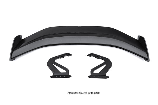 Porsche 981 Cayman (Base / S / GTS) 2012 2013 2014 2015 2016 & 718 982 Cayman (Base / T / S / GTS) 2017-ON & 987.1 987.2 Cayman (Base / S) 2005-2012 with Aftermarket Parts - GT4RS Conversion Style Rear Wing Dry Pre-preg Carbon Fiber / FRP from Aero Republic