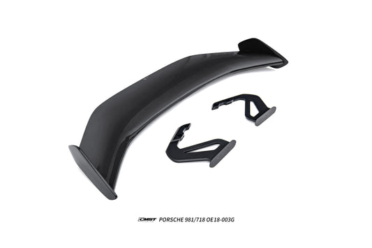 Porsche 981 Cayman (Base / S / GTS) 2012 2013 2014 2015 2016 & 718 982 Cayman (Base / T / S / GTS) 2017-ON & 987.1 987.2 Cayman (Base / S) 2005-2012 with Aftermarket Parts - GT4RS Conversion Style Rear Wing Dry Pre-preg Carbon Fiber / FRP from Aero Republic