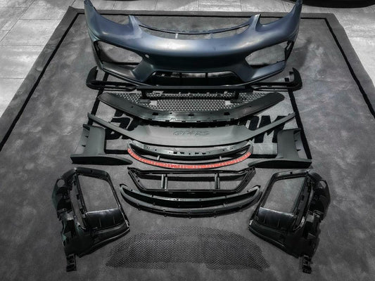 Porsche 718 Boxster & Cayman Base S T GTS with Aftermarket Parts - GT4RS Style Front Bumper PP from Aero Republic