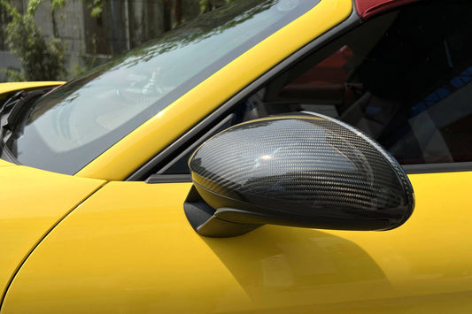 Porsche 718 Boxster & Cayman Base/S/T/GTS Spyder/Spyder RS/GT4/GT4RS LHD (Left Hand Drive) 2016-ON with Aftermarket Parts - OE Style Replacement Mirror Caps Pre-preg Carbon Fiber from Aero Republic