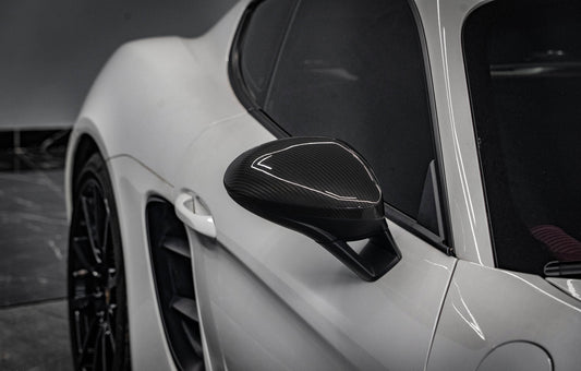 Porsche 718 Boxster & Cayman Base/S/T/GTS Spyder/Spyder RS/GT4/GT4RS LHD (Left Hand Drive) 2016-ON with Aftermarket Parts - OE Style Replacement Mirror Caps Pre-preg Carbon Fiber from Aero Republic