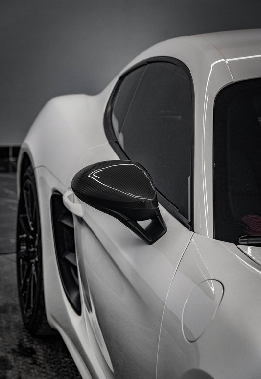 Porsche 718 Boxster & Cayman Base/S/T/GTS Spyder/Spyder RS/GT4/GT4RS LHD (Left Hand Drive) 2016-ON with Aftermarket Parts - OE Style Replacement Mirror Caps Pre-preg Carbon Fiber from Aero Republic