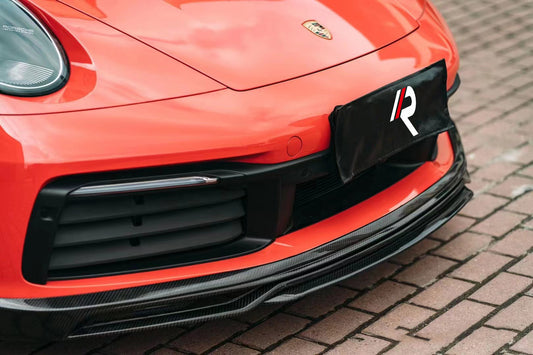 Porsche 911 992.1 Carerra Base/S/T/4/4S/Targa 4/ Targa 4S (for non-aerokit version bumpers) 2020 2021 2022 2023 2024 with Aftermarket Parts - T-ART Style Front Lip Carbon Fiber from Aero Republic