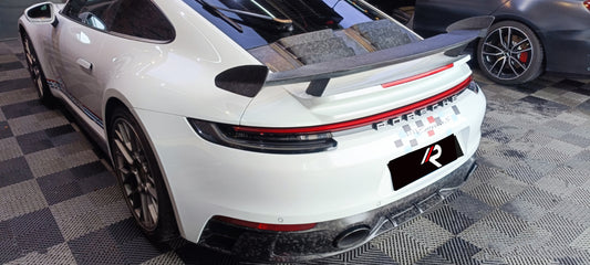 Porsche 911 992.1 Carerra Base/S/T/4/4S/Targa 4/ Targa 4S/GTS 2020 2021 2022 2023 2024 with Aftermarket Parts - TC Stinger GTR Style Engine Lid Cover Replacement Carbon Fiber from Aero Republic