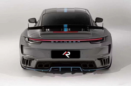 Porsche 911 992.1 Carerra Base/S/T/4/4S/Targa 4/ Targa 4S/GTS 2020 2021 2022 2023 2024 with Aftermarket Parts - TC Sting GTR Style Rear Bumper & Exhaust Tips Carbon Fiber/Aluminum from Aero Republic