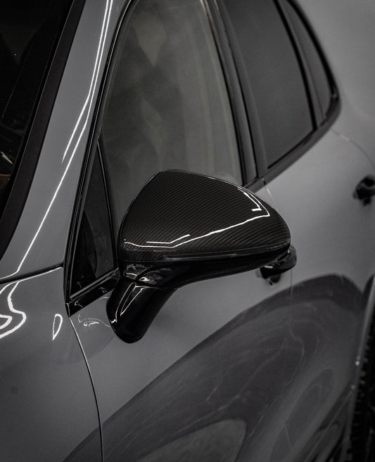 Porsche Cayenne 958 958.2 92A Cayenne Base/S/E-Hybrid/GTS/Turbo/Turbo S/Diesel/S Diesel 2015 2016 2017 2018 with Aftermarket Parts - OE Style / equipped with blind assist & without blind assist Replacement Mirror Caps Pre-preg Carbon Fiber from Aero Republic