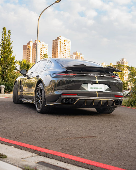 Porsche Panamera 971 971.1 2017 2018 2019 2020 & 971 971.2 RWD/Base/4/4S/GTS/Turbo/Turbo S 2021 2022 2023 with Aftermarket Parts - Rear Lip Spoiler Carbon Fiber / FRP from Aero Republic