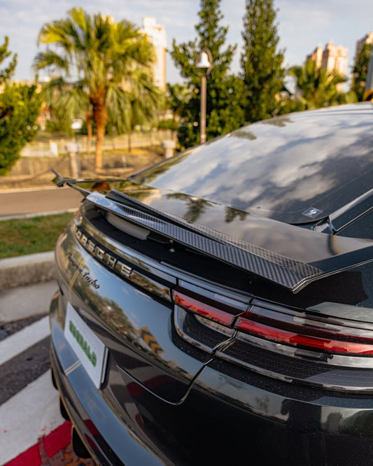Porsche Panamera 971 971.1 2017 2018 2019 2020 & 971 971.2 RWD/Base/4/4S/GTS/Turbo/Turbo S 2021 2022 2023 with Aftermarket Parts - Rear Lip Spoiler Carbon Fiber / FRP from Aero Republic