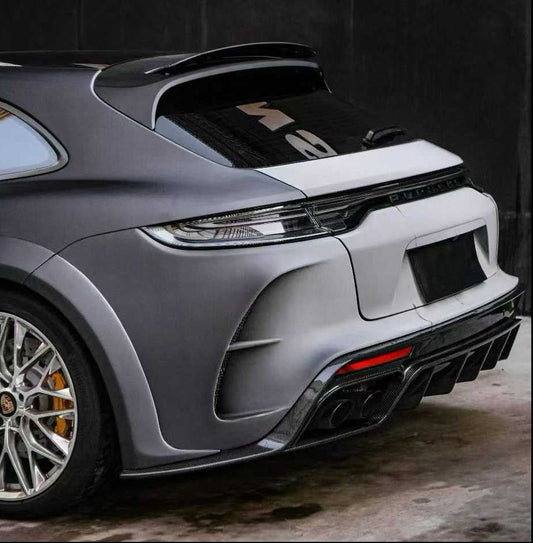 Porsche Panamera 971 971.1 4/4S/GTS/Turbo 2018 2019 2020 & Panamera 971 971.2 4/4S/GTS/Turbo 2021 2022 2023 with Aftermarket Parts - MSRY Style Rear Bumper Carbon Fiber from Aero Republic