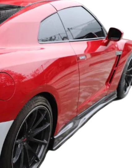 Nissan GTR R35 CBA DBA EBA 2008 2009 2010 2011 2012 2013 2014 2015 2016 2017 2018 2019 2020 2021 2022 2023 2024 with Aftermarket Parts - TS Style Side Skirts Carbon Fiber / FRP from Aero Republic