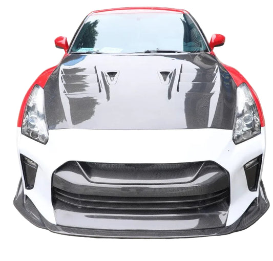 Upgrade Your Nissan GTR R35 CBA DBA EBA 2008 2009 2010 2011 2012 2013 2014 2015 2016 2017 2018 2019 2020 2021 2022 2023 2024 (for installation on 2008-2024 hood is recommended) with Aftermarket Parts - TSV1 Style Front Bumper & Lip Carbon Fiber / FRP from Aero Republic