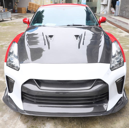 Upgrade Your Nissan GTR R35 CBA DBA EBA 2008 2009 2010 2011 2012 2013 2014 2015 2016 2017 2018 2019 2020 2021 2022 2023 2024 (for installation on 2008-2024 hood is recommended) with Aftermarket Parts - TSV1 Style Front Bumper & Lip Carbon Fiber / FRP from Aero Republic