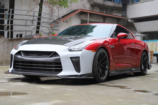 Nissan GTR R35 CBA DBA EBA 2008 2009 2010 2011 2012 2013 2014 2015 2016 2017 2018 2019 2020 2021 2022 2023 2024 with Aftermarket Parts - TS Style Side Skirts Carbon Fiber / FRP from Aero Republic