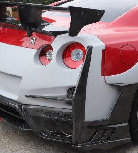 Nissan GTR R35 CBA DBA EBA 2008 2009 2010 2011 2012 2013 2014 2015 2016 2017 2018 2019 2020 2021 2022 2023 2024 with Aftermarket Parts - TSV2 Style Rear Bumper Bent Trim Carbon Fiber / FRP from Aero Republic