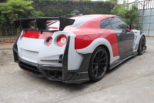 Nissan GTR R35 CBA DBA EBA 2008 2009 2010 2011 2012 2013 2014 2015 2016 2017 2018 2019 2020 2021 2022 2023 2024 with Aftermarket Parts - TSV2 Style Rear Bumper Bent Trim Carbon Fiber / FRP from Aero Republic
