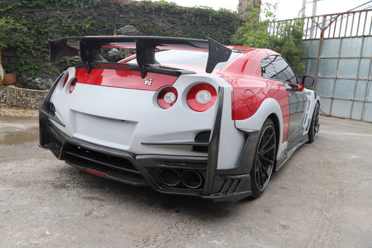 Nissan GTR R35 CBA DBA EBA 2008 2009 2010 2011 2012 2013 2014 2015 2016 2017 2018 2019 2020 2021 2022 2023 2024 with Aftermarket Parts - TSV2 Style Rear Bumper Side Valences Carbon Fiber / FRP from Aero Republic