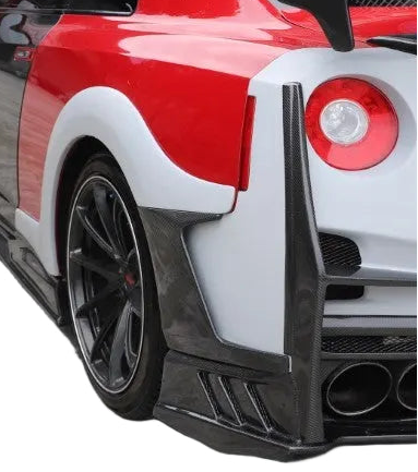 Nissan GTR R35 CBA DBA EBA 2008 2009 2010 2011 2012 2013 2014 2015 2016 2017 2018 2019 2020 2021 2022 2023 2024 with Aftermarket Parts - TSV2 Style Rear Bumper Side Valences Carbon Fiber / FRP from Aero Republic