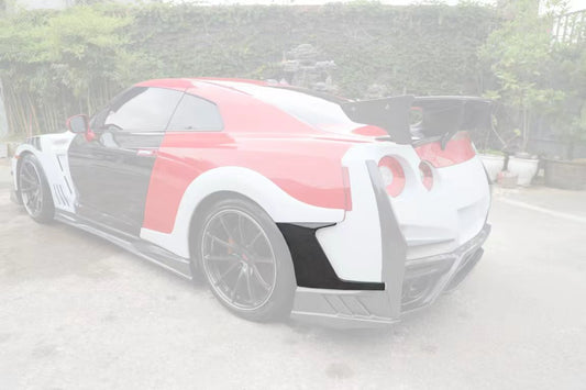 Nissan GTR R35 CBA DBA EBA 2008 2009 2010 2011 2012 2013 2014 2015 2016 2017 2018 2019 2020 2021 2022 2023 2024 with Aftermarket Parts - TSV2 Style Rear Bumper Side Valences Carbon Fiber / FRP from Aero Republic