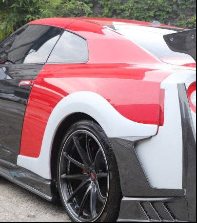 Nissan GTR R35 CBA DBA EBA 2008 2009 2010 2011 2012 2013 2014 2015 2016 2017 2018 2019 2020 2021 2022 2023 2024 with Aftermarket Parts - TSV2 Style Rear Quarter Panel Baby Widebody Wheel Arch Flares Carbon Fiber / FRP from Aero Republic
