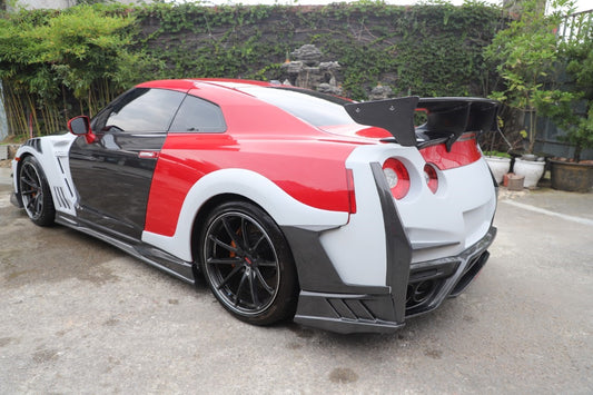 Nissan GTR R35 CBA DBA EBA 2008 2009 2010 2011 2012 2013 2014 2015 2016 2017 2018 2019 2020 2021 2022 2023 2024 with Aftermarket Parts - TSV2 Style Rear Quarter Panel Baby Widebody Wheel Arch Flares Carbon Fiber / FRP from Aero Republic