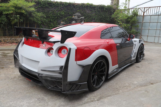 Nissan GTR R35 CBA DBA EBA 2008 2009 2010 2011 2012 2013 2014 2015 2016 2017 2018 2019 2020 2021 2022 2023 2024 with Aftermarket Parts - TSV2 Style Rear Quarter Panel Baby Widebody Wheel Arch Flares Carbon Fiber / FRP from Aero Republic